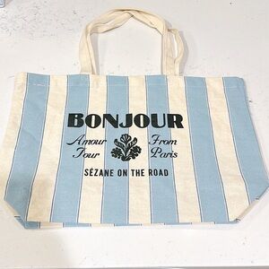 Sezane | Limited Edition Blue and Cream Striped Tote Bag